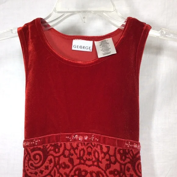 Gegrge Girls Red Velvet High-Low Holiday Dress Sz8 - Picture 2 of 10